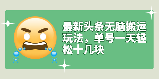 【副业项目3134期】最新头条无脑搬运教程，多号操作日赚几百块【实操课程+搬运软件】-智创资源网