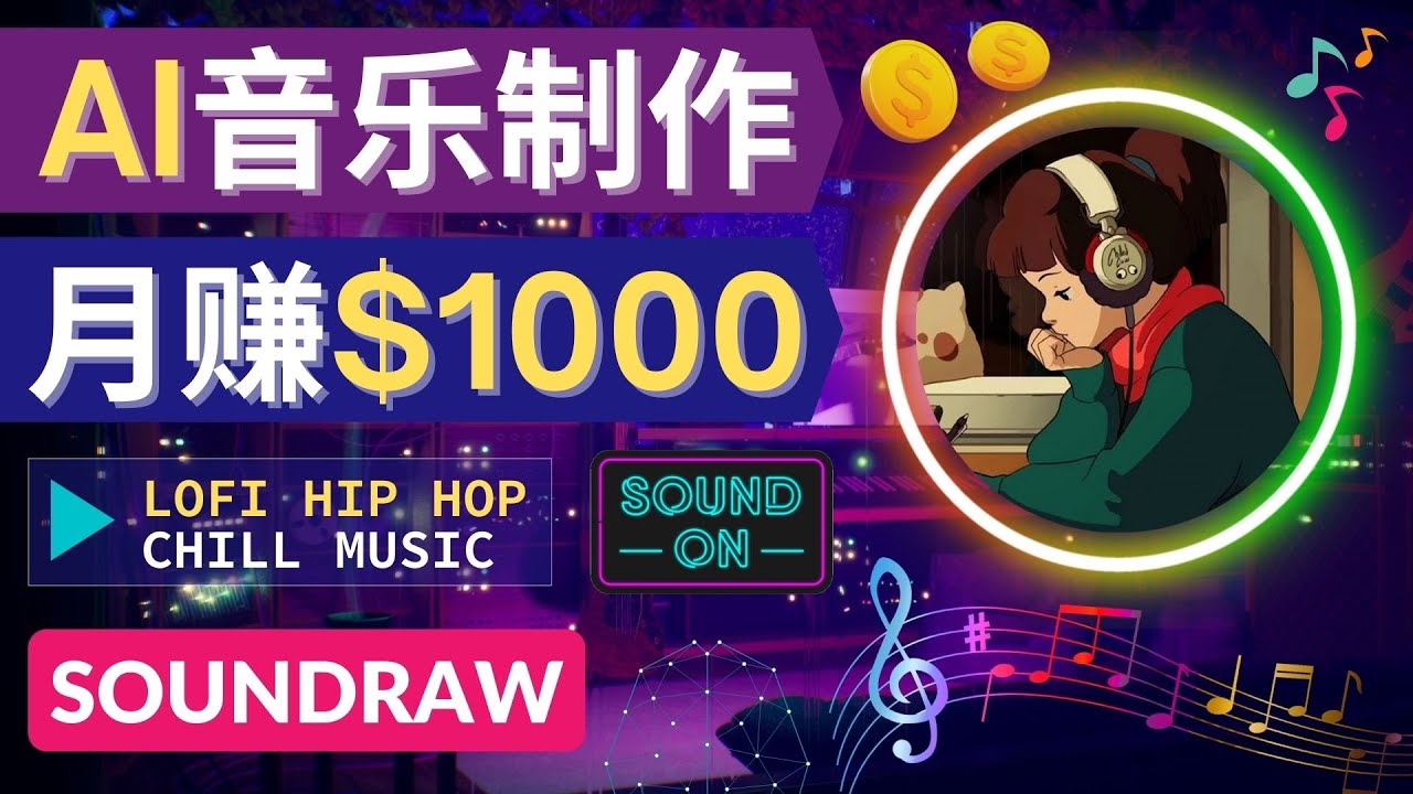 【副业项目4535期】无需任何音乐基础： 使用AI软件制作Lofi Hip Hop Chill Music 月赚1000美元