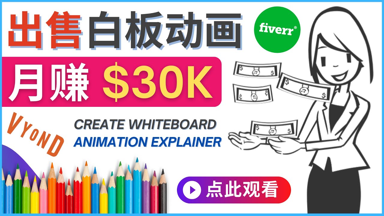 【副业项目4579期】如何用最简单制作白板动画（WhiteBoard Animation）月赚3万美元