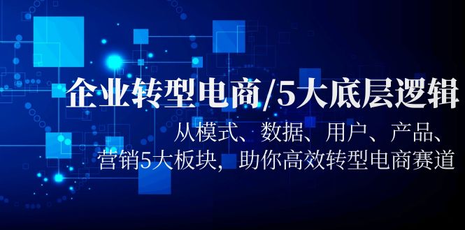 【副业项目5960期】企业转型电商/5大底层逻辑，从模式 数据 用户 产品 营销5大板块，高效转型-知行副业网