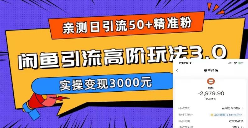 【副业项目5795期】实测日引50+精准粉，闲鱼引流高阶玩法3.0，实操变现3000元-知行副业网