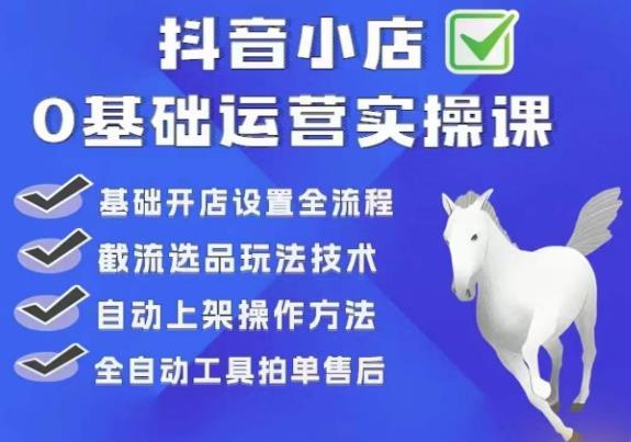 【副业项目6317期】白马电商·0基础抖店运营实操课，基础开店设置全流程，截流选品玩法技术-知行副业网