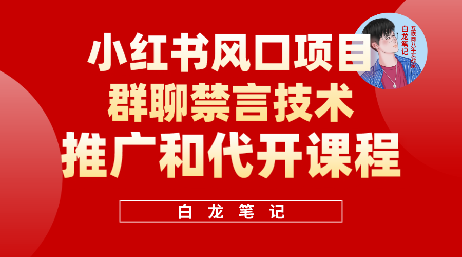 【副业项目5991期】小红书风口项目日入300+，小红书群聊禁言技术代开项目，适合新手操作-知行副业网