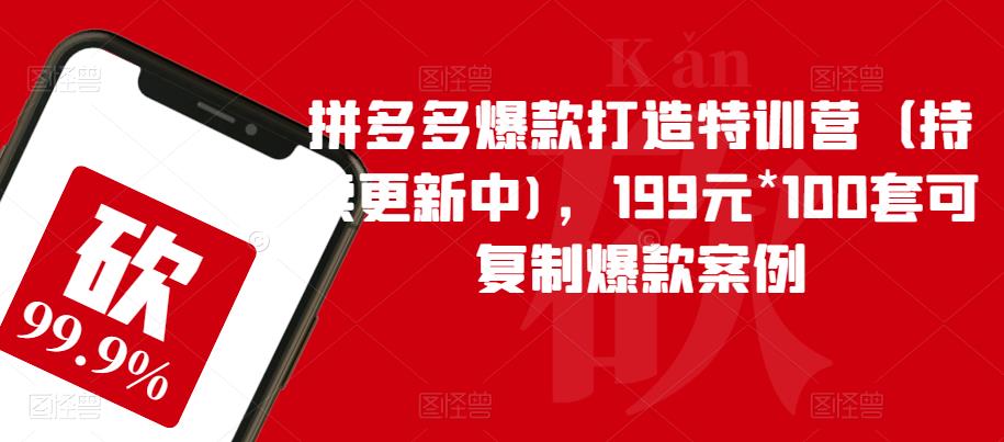 【副业项目6391期】拼多多爆款打造特训营（持续更新中)，199元*100套可复制爆款案例-知行副业网