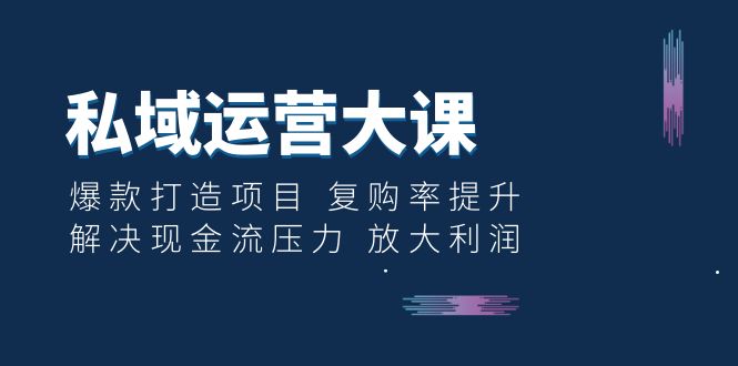 【副业项目6574期】私域运营大课：爆款打造项目 复购率提升 解决现金流压力 放大利润-知行副业网