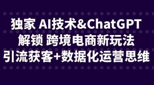 【副业项目6780期】独家 AI技术&ChatGPT解锁 跨境电商新玩法，引流获客+数据化运营思维-知行副业网