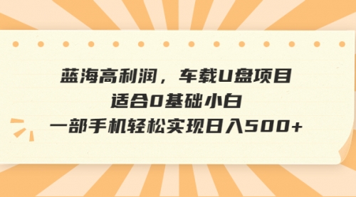 【副业项目6781期】蓝海高利润，车载U盘项目，适合0基础小白，一部手机轻松实现一天500+-知行副业网