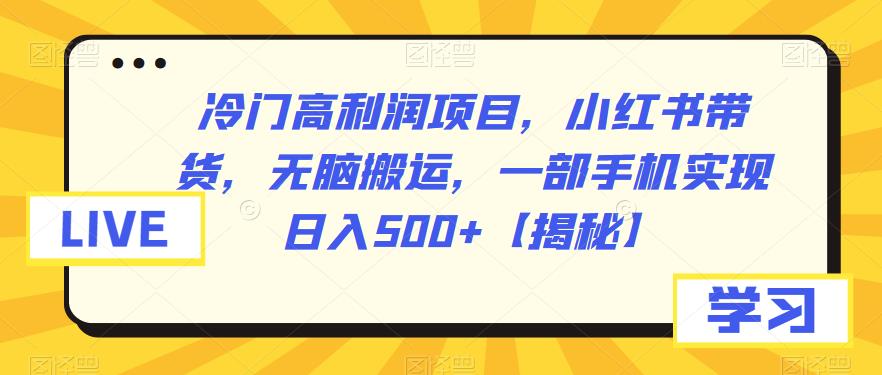 【副业项目6875期】冷门高利润项目，小红书带货，无脑搬运，一部手机实现日入500+【揭秘】-知行副业网