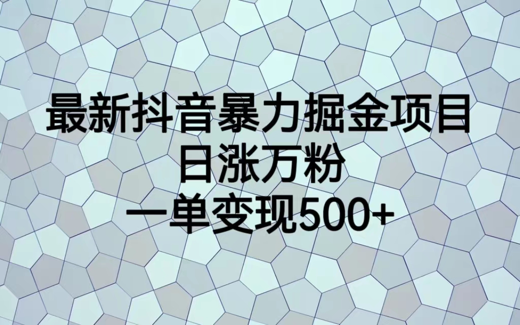 【副业项目6939期】最新抖音暴力掘金项目，日涨万粉，一单变现500+-知行副业网