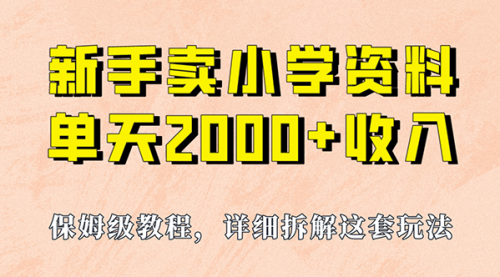 【副业项目7100期】卖小学资料，实现单天2000+，实操项目，保姆级教程+资料+工具-知行副业网