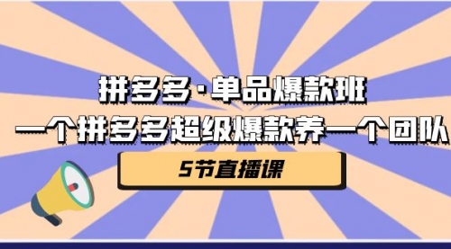 【副业项目第7171期】拼多多·单品爆款班，一个拼多多超级爆款养一个团队-知行副业网