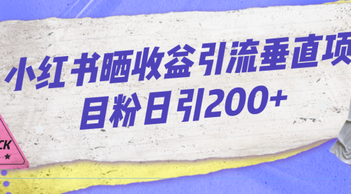【副业项目7194期】小红书晒收益图引流垂直项目粉日引200+