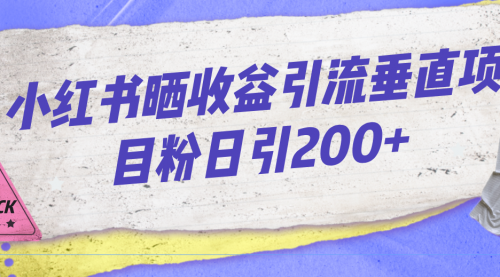 【副业项目7194期】小红书晒收益图引流垂直项目粉日引200+-知行副业网