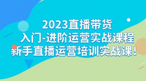 【副业项目7300期】2023直播带货入门-进阶运营实战课程：新手直播运营培训实战课-知行副业网
