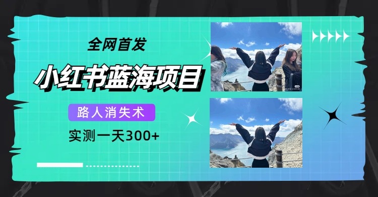 【副业项目7750期】全网首发，小红书蓝海项目，路人消失术，实测一天300+（教程+工具）-知行副业网