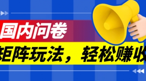 【副业项目7605期】保姆级教程，国内问卷矩阵玩法，轻松赚收益-知行副业网