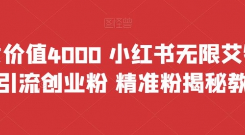 【副业项目7956期】价值4000 小红书无限艾特暴力引流创业粉 精准粉揭秘教程-知行副业网