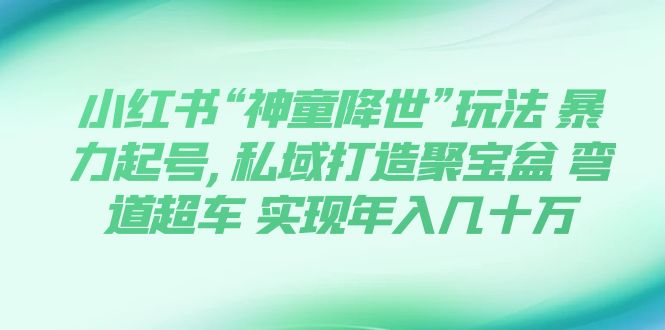 【副业项目7983期】小红书“神童降世”玩法 暴力起号,私域打造聚宝盆-知行副业网