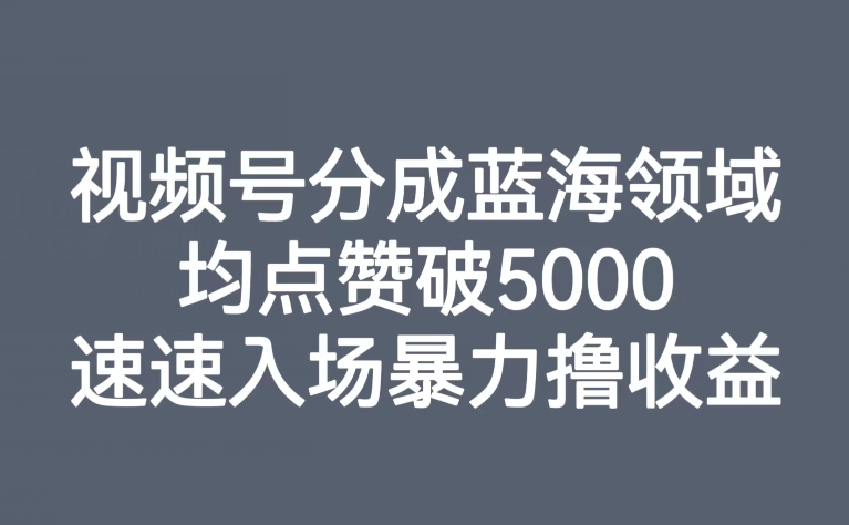 【副业项目8023期】视频号分成蓝海领域，均点赞破5000，速速入场暴力撸收益-知行副业网