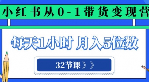 【副业项目8315期】小红书 0-1带货变现营，每天1小时，轻松月入5位数（32节课）-知行副业网