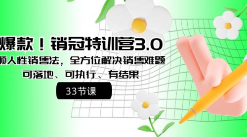 【副业8705期】销冠特训营3.0之顺人性销售法，全方位解决销售难题、可落地-知行副业网