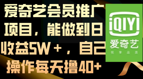 【副业8764期】爱奇艺会员推广项目，能做到日收益5W＋-知行副业网