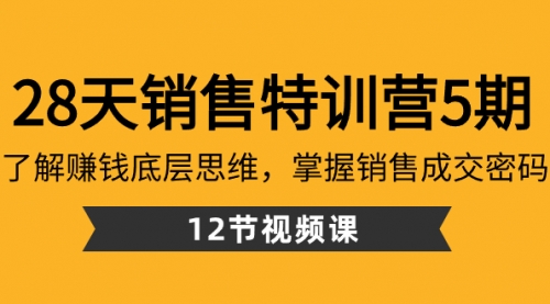 【副业8768期】28天·销售特训营5期：了解赚钱底层思维，掌握销售成交密码（12节课）-知行副业网