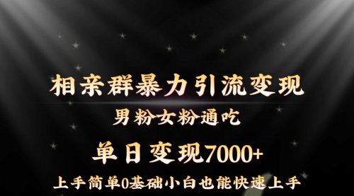 【副业8845期】相亲群暴力引流男粉女粉通吃变现玩法，单日变现7000+保姆教学1.0-知行副业网