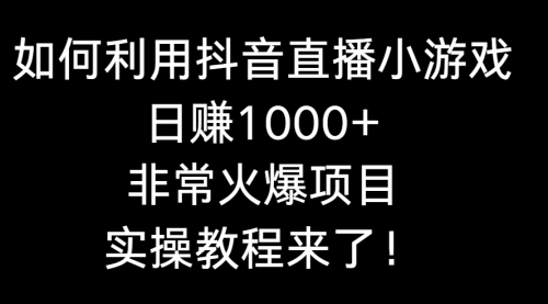 【副业8921期】如何利用抖音直播小游戏日赚1000+，非常火爆项目，实操教程来了！-知行副业网
