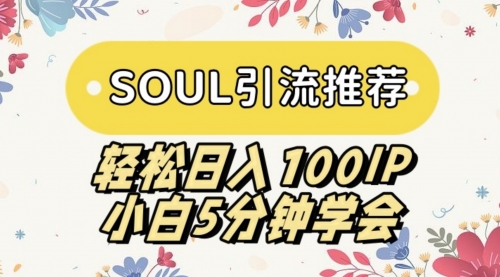 【副业9006期】SOUL引流推荐 轻松日入100IP 小白5分钟学会-知行副业网