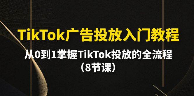 TikTok广告投放入门教程，从0到1掌握TikTok投放的全流程（8节课）-知行副业网