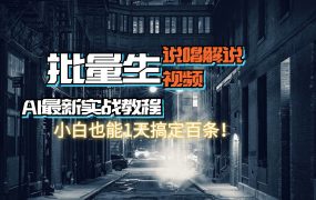 【AI最新实战教程】日入600+,批量生成说唱解说视频,小白也能1天搞定百条-知行副业网