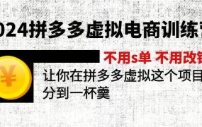 2024拼多多虚拟电商训练营 不s单 不改销量  做虚拟项目分一杯羹(更新10节)-知行副业网