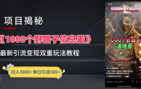 抖音一千个野路子信息差最新玩法教程-变现+引流的玩法具体拆解-知行副业网
