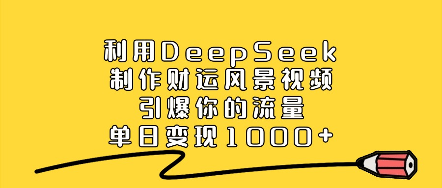 利用DeepSeek制作财运风景视频，引爆流量，单日变现1000+-知行副业网