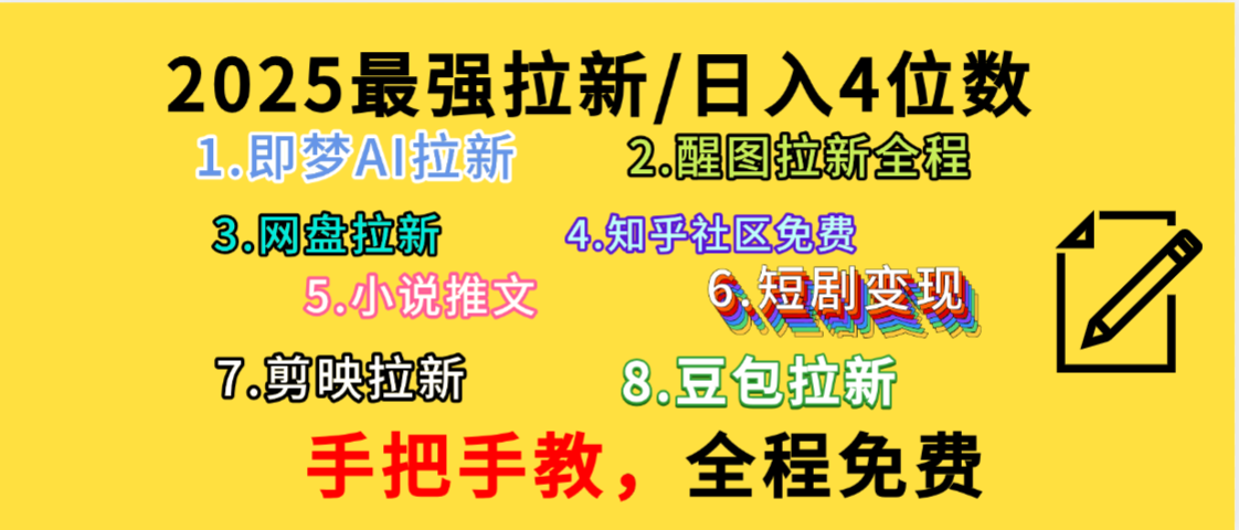 全程免费，手把手教，日入4位数的拉新项目，教会你免费使用各种AI软件，并且持续更新市面上最新的项目哦！-知行副业网