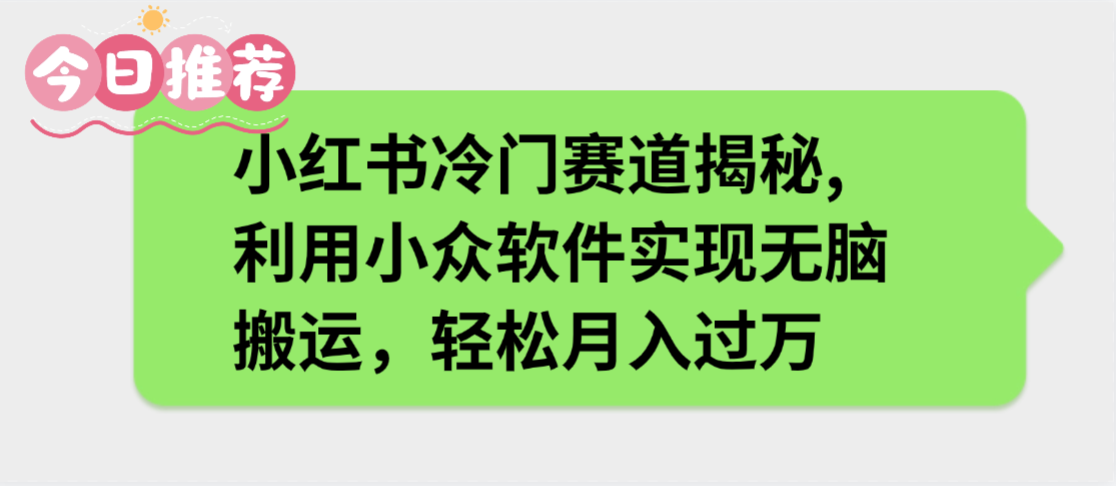 小红书冷门赛道揭秘,利用小众软件实现无脑搬运，轻松月入过万-知行副业网