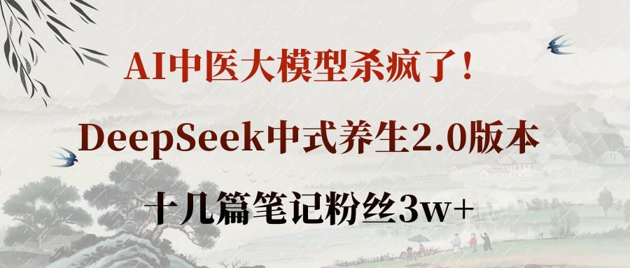 AI中医大模型杀疯了!DeepSeek中式养生2.0版本,十几篇笔记粉丝3w+-知行副业网